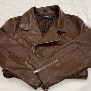 Lioness Chocolate Brown Leather Jacket